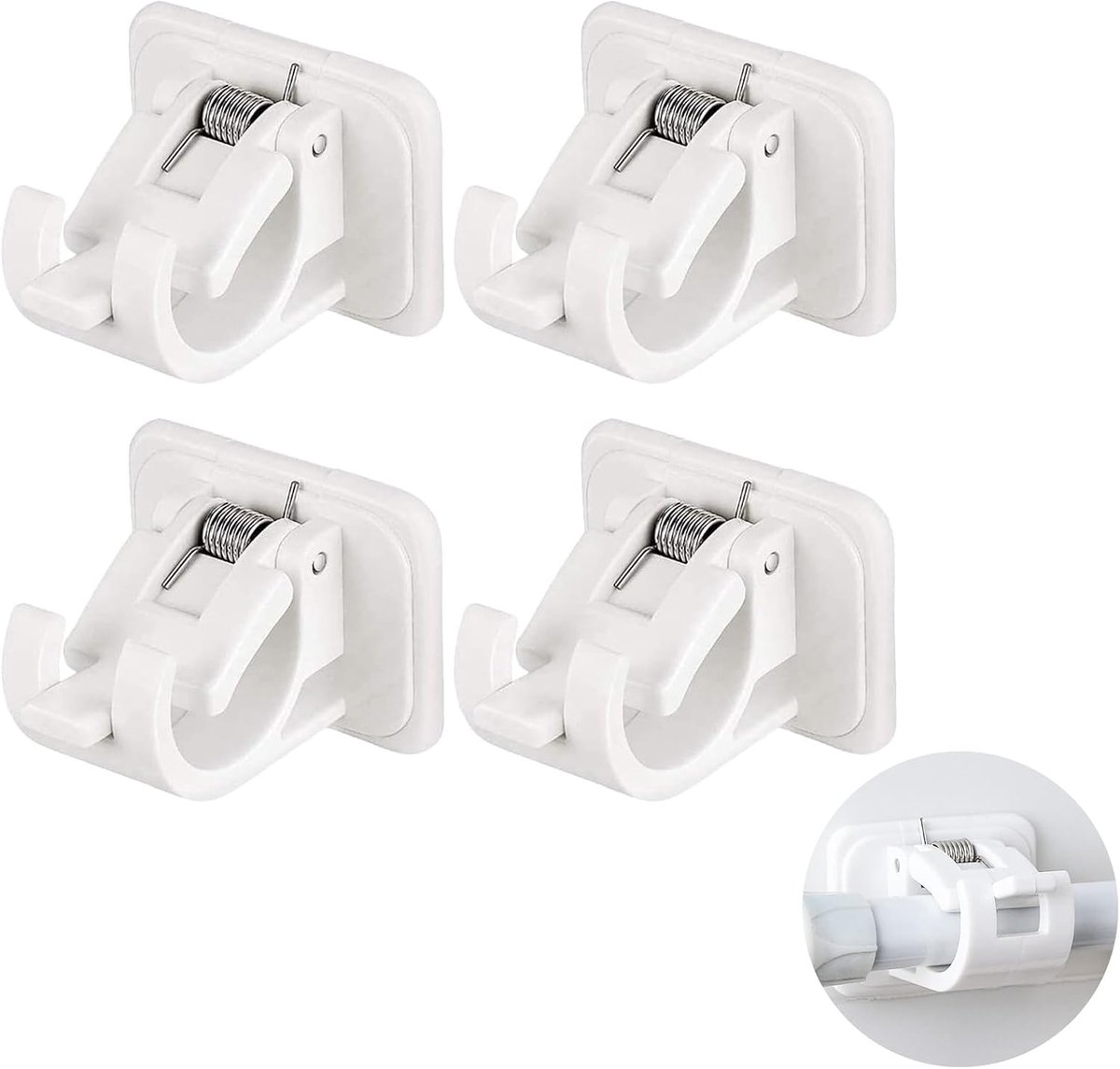 Gordijnroede houder set van 4 - Zelfklevend - Geschikt voor stangen tot 2.2 cm - Geen boren nodig - SnelShoppen