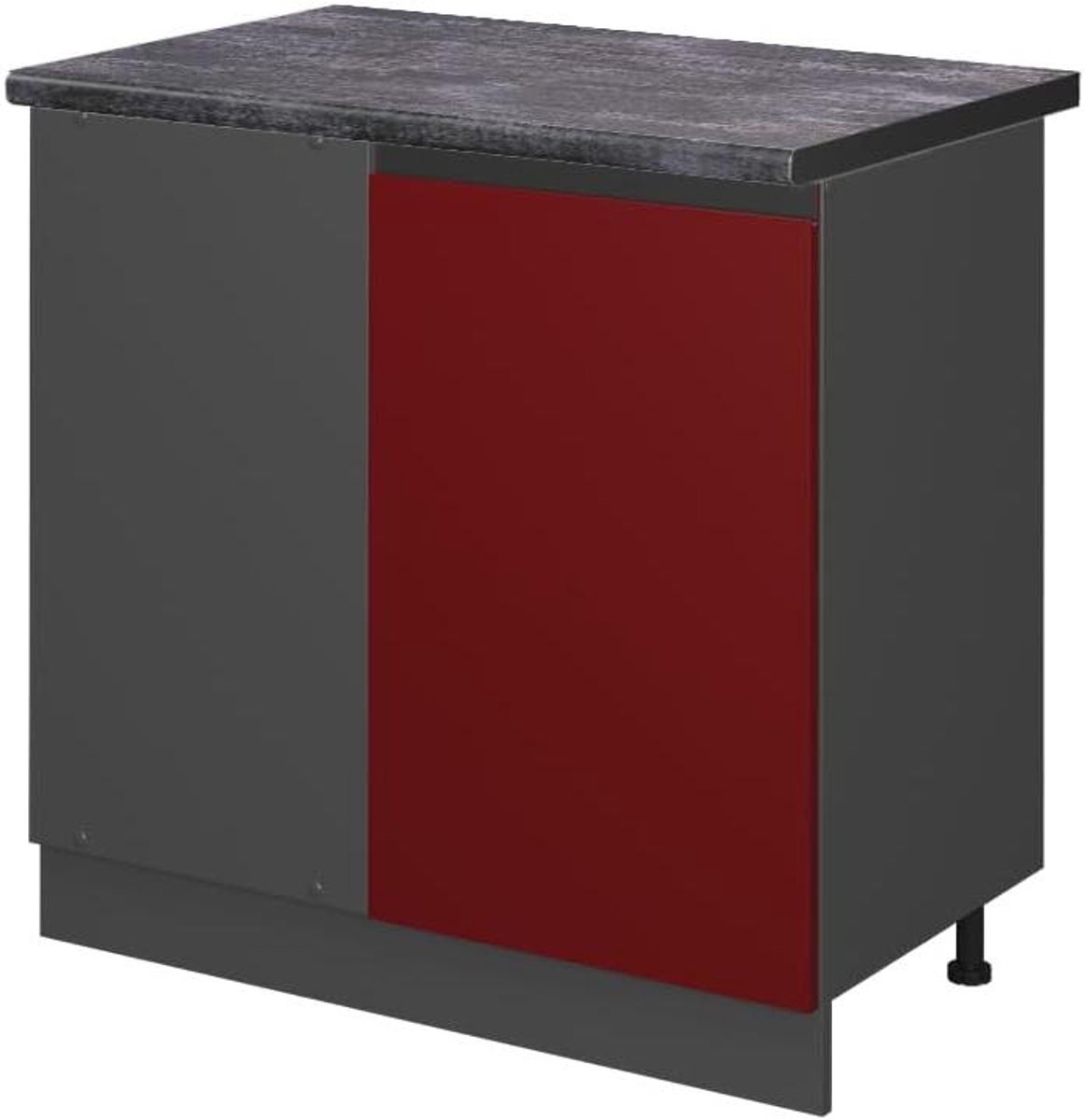 Hoekkast Keuken - Keukenkast Onderkast - Keuken Organiseren - Greeploos Design - 86x86 cm - Rood/Antraciet