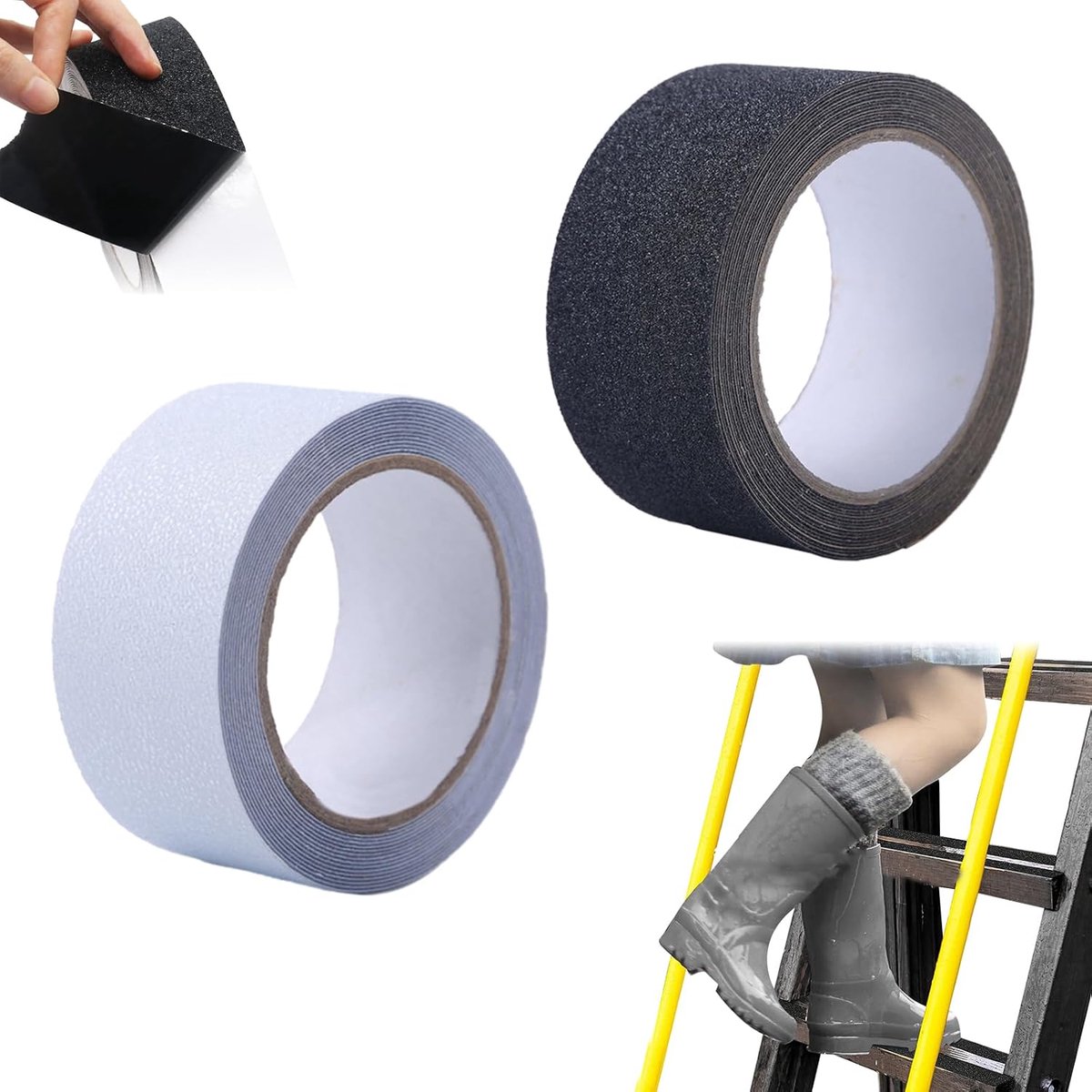Anti-slip tape transparant 2 rollen 1 inch x 5 m - zelfklevende anti-slip strip voor hout, tegels, metaal - SnelShoppen