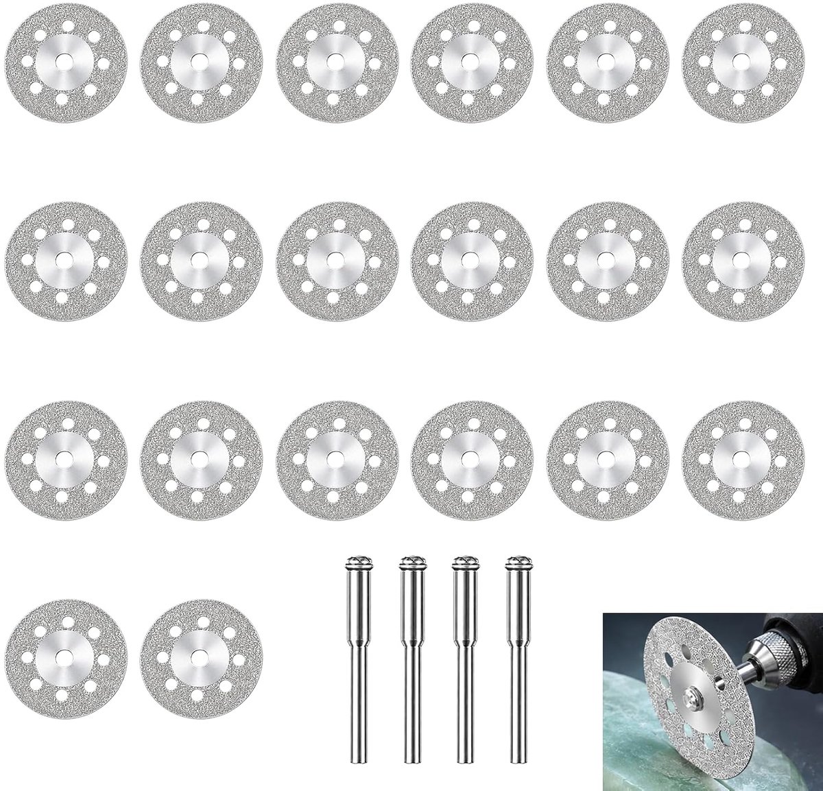 Mini-diamantslijpschijven 22 mm - 20 stuks - Dremel compatibel - Fijne snede voor precisiewerk - SnelShoppen