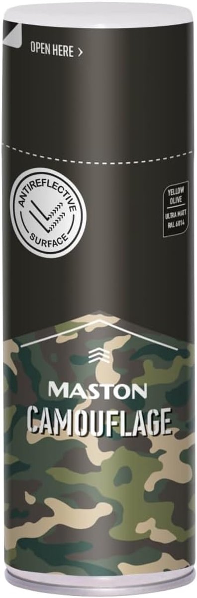 Camouflage spray 400 ml - ultramat - geel olijfgroen (RAL 6014) - anti-reflecterend - snel drogend - SnelShoppen