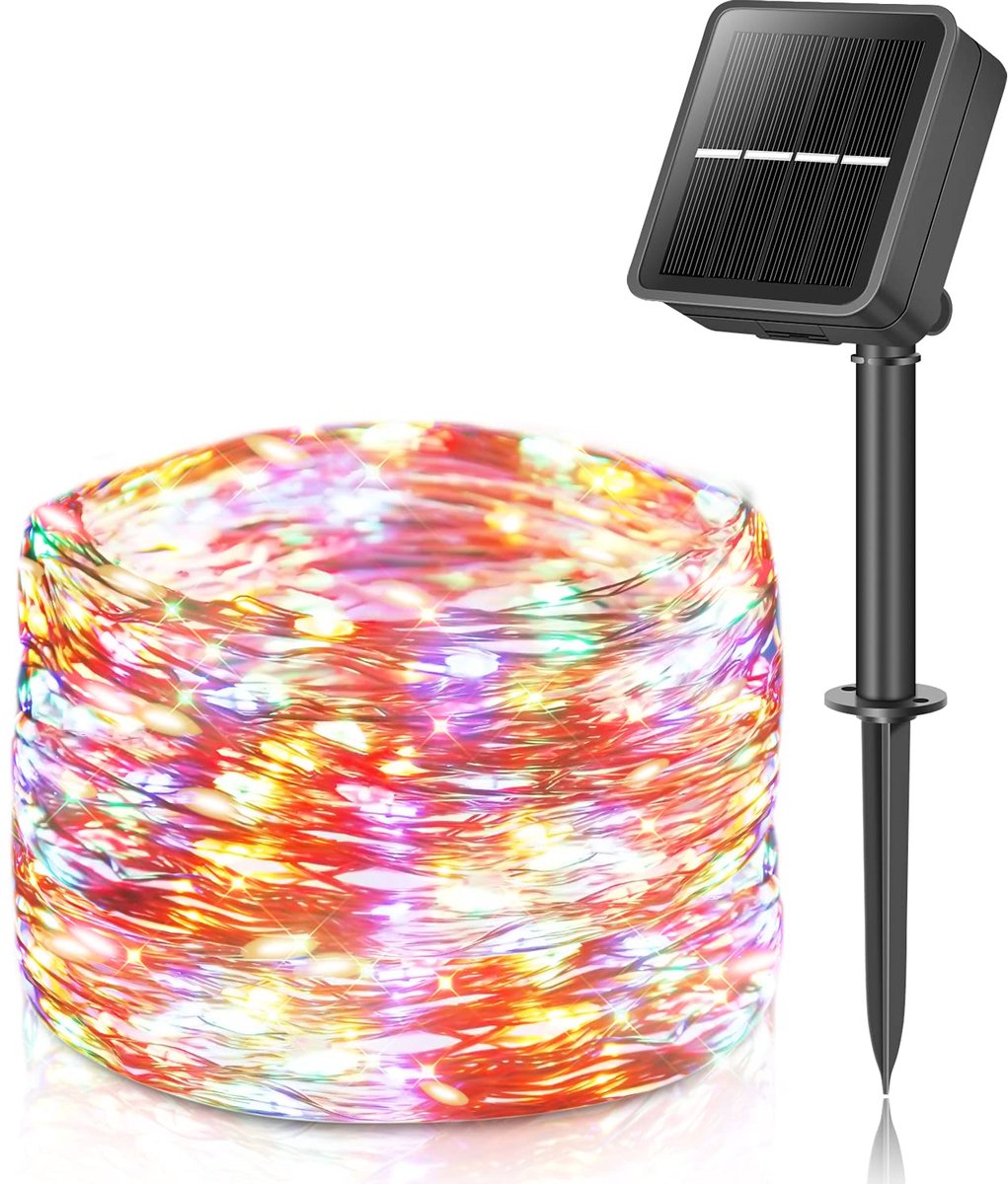 Solar fairy lights 12+2M 120 LEDs - waterdicht - 8 lichtstanden - sfeervolle tuindecoratie - SnelShoppen