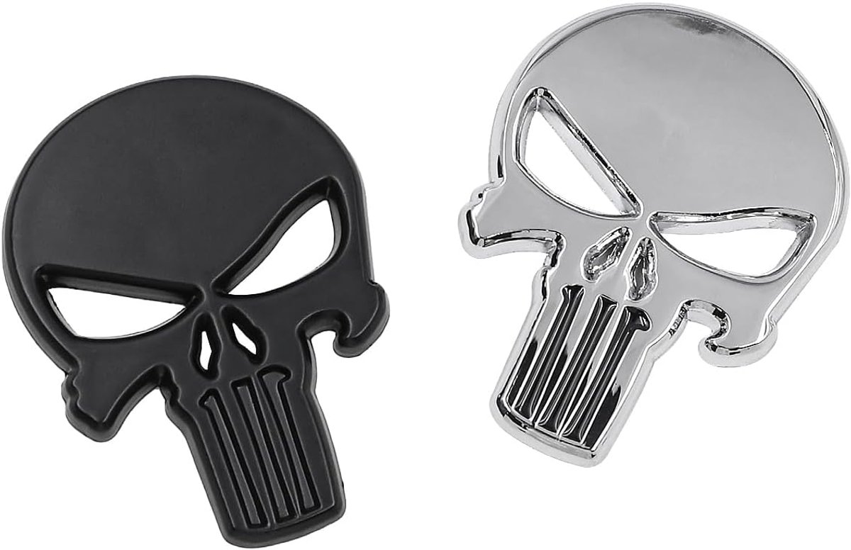 4 Stks Schedel Stickers 3D Metalen Auto Sticker Voor Auto Motorfiets Fietshelmen -Zwart En Sliver