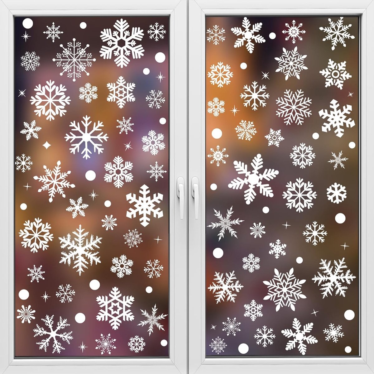 Raamstickers, Dubbelzijdig Bedrukte Sneeuwvlokken Kerst Raamklampt, Geassorteerde Maat Punt Sneeuwvlok Raam Decal Decoratie voor Kerst Nieuwjaar Feestartikelen