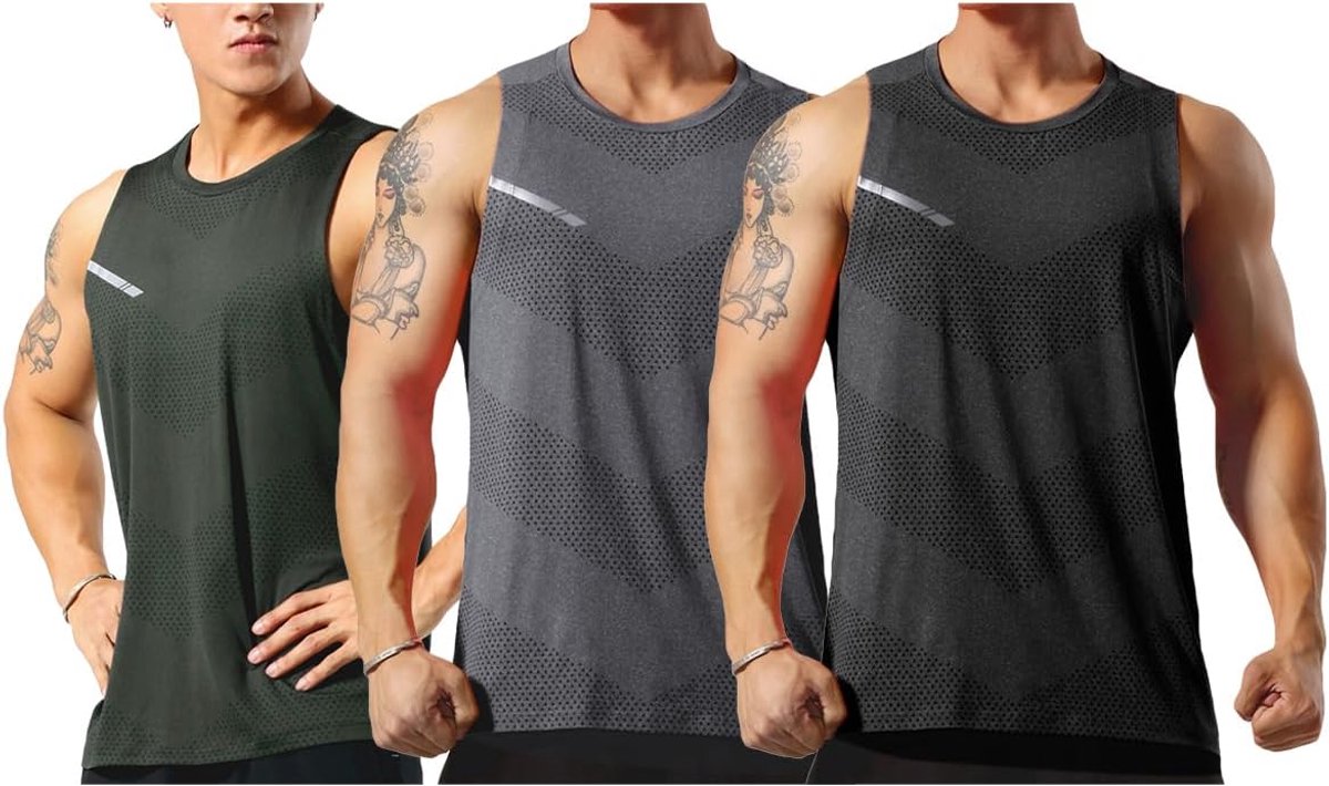 Heren Vest Running Mouwloos T-Shirt Gym Tank Top Singlet Sneldrogend Sport Training Vest