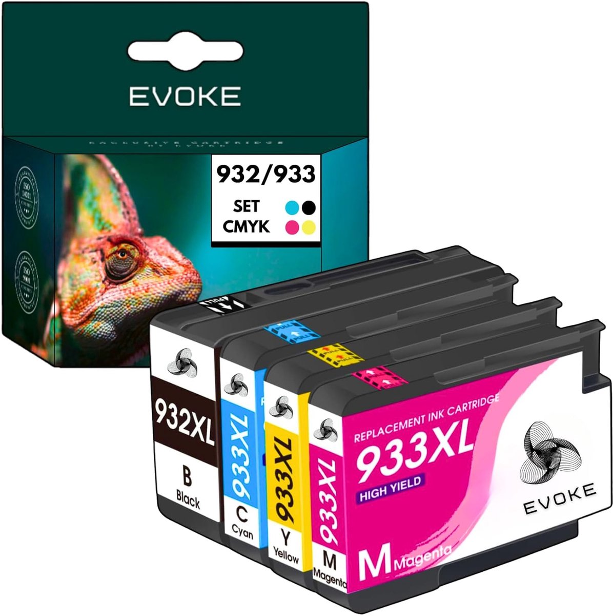 Inktset EVOKE 932 933 - CMYK Kit 72 ml - Compatibel met HP Officejet - Tot 5440 pagina's - SnelShoppen