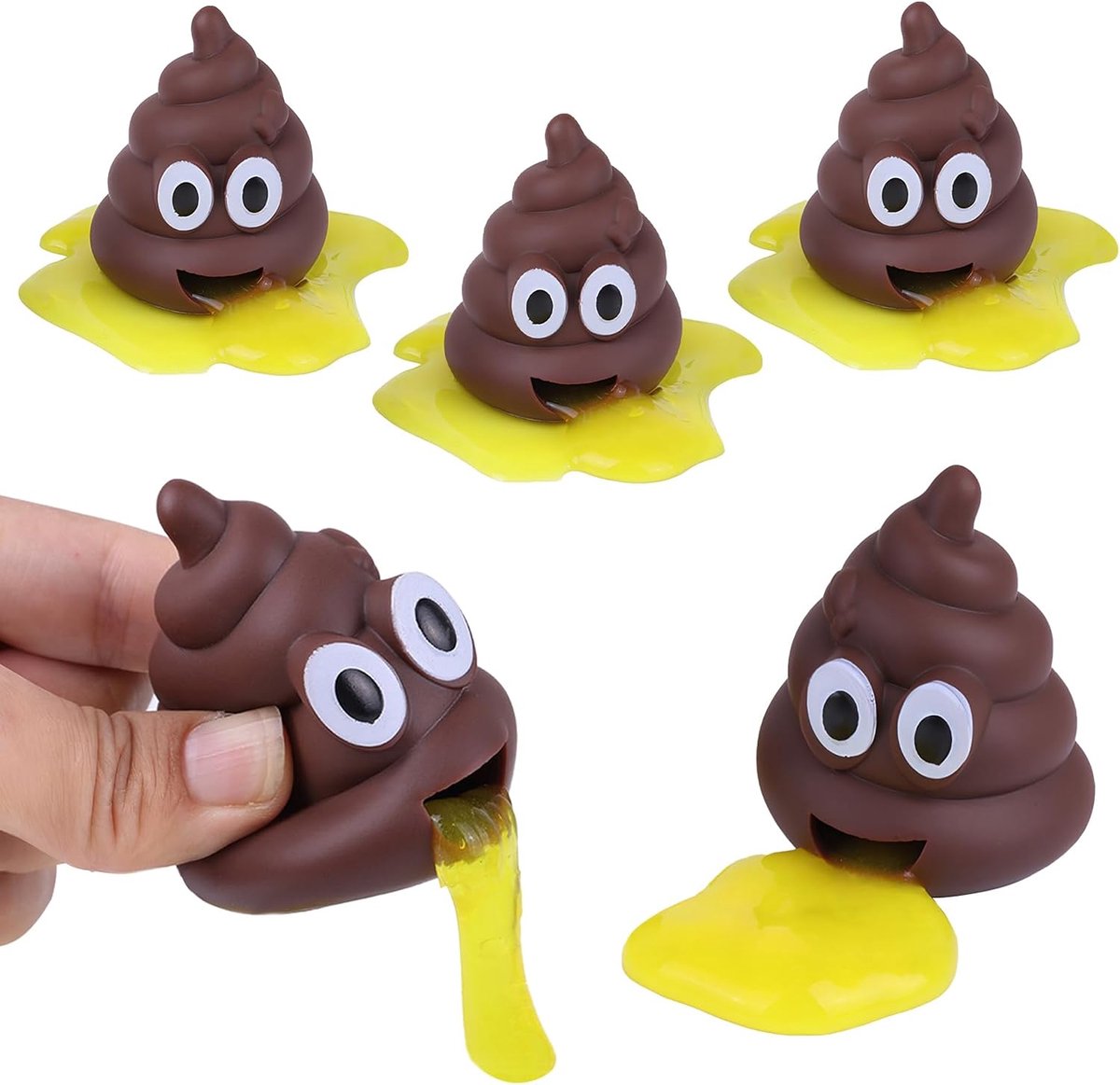 4-Pack Stressballen In de Vorm Van Een Drol / Overgevende Drol-Bal | Knijpspeelgoed,Grappige Knijpballen In Drolvorm ,Antistressspeelgoed voor Volwassenen