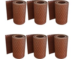 WorkingHOUSE Vlechtband Hekwerk Polyrotan 6x 255cm x19cm Honingbruin | Weerbestendig & onderhoudsvrij - moderne 3D rotan-look, UV-bestendig