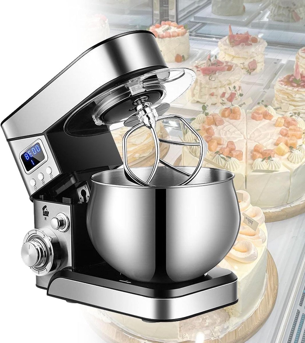 Keukenmachine - Mixer Deegklopper - Zelf Bakken - Met Timerfunctie - 5.5 Liter - RVS