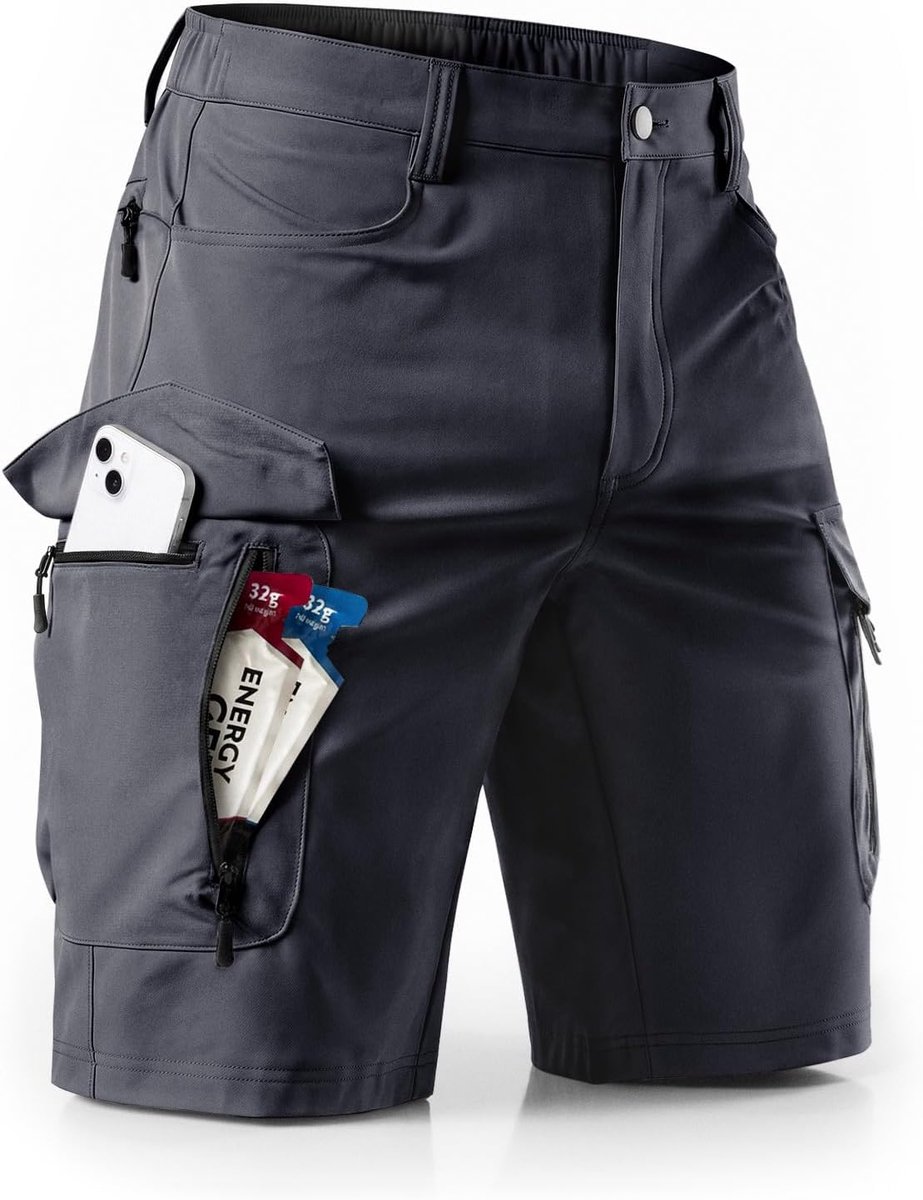 Korte broek voor heren met 7 zakken, cargo shorts, werkbroek mannen, korte bermuda, wandelbroek, stretch fietsbroek, chino zomer, MTB-broek
