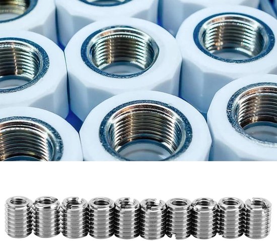 10st Draadreparatie-inzetstuk Roestvrijstalen draadinzetset Verminderingsmoer Vrouwelijk 10 mm voor luchtvaart, auto's, elektronische communicatie en radiatoren — afbeelding 4