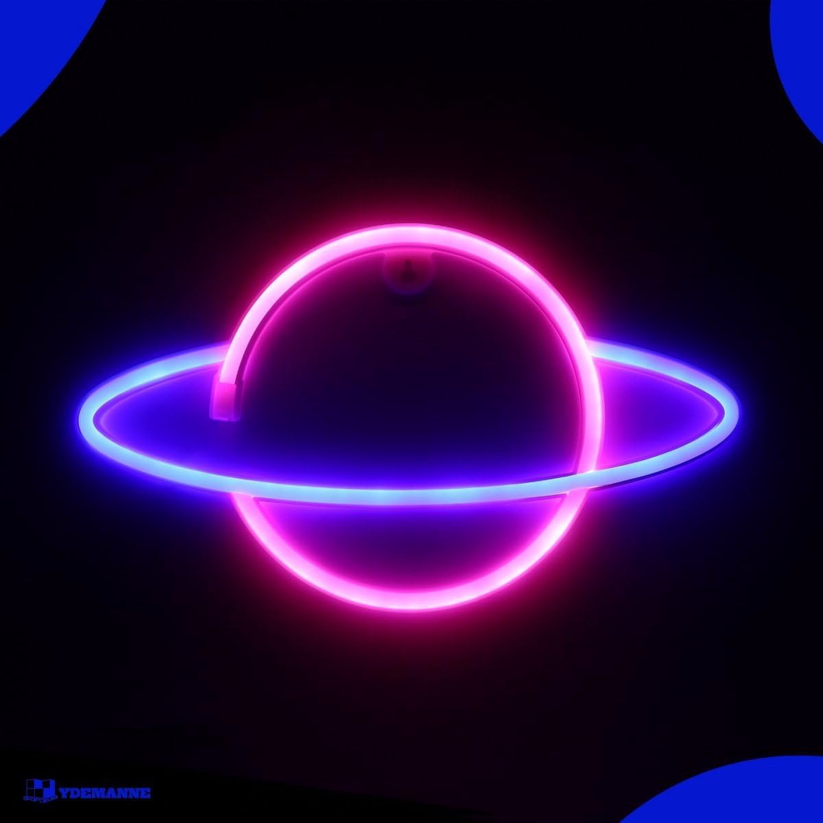 Neon lamp - Planet roze/blauw - Inclusief 3 batterijen - Unieke verlichting - Ideaal voor kinderkamer - SnelShoppen