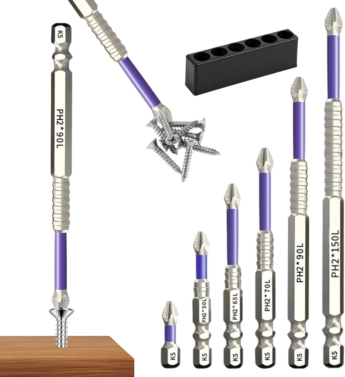 6 Stuks Zeer Magnetische Schroevendraaier-Boorbitset Anti-Slip Phillip-Bits | Magnetische Schroevendraaier Bitset, Nauwkeurige Anti-Slip Phillips Bits, High-Magnetische Schroevendraaier-Boor-Bitset