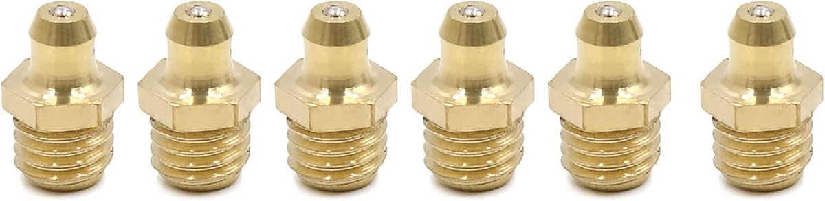 Sourcing map Smeernippel M10x1,5 schroefdraad 6 stuks voor auto vrachtwagen | messing, recht, voor motorfiets, industrie, geveerde bal, geen lekkage, eenvoudig te vervangen