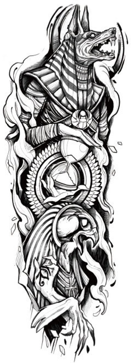 Tijdelijke sleeve tattoo God of the Underworld 3 dagen