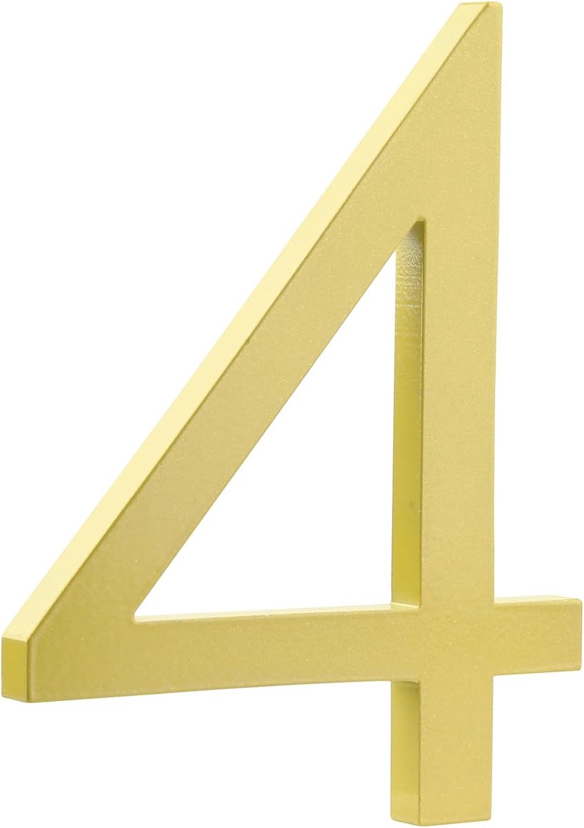 drijvend huisnummer 6 inch (15 cm) stijlvolle deurnummers Alfabet plaquette straat huisadres cijfers, (4, Gouden)