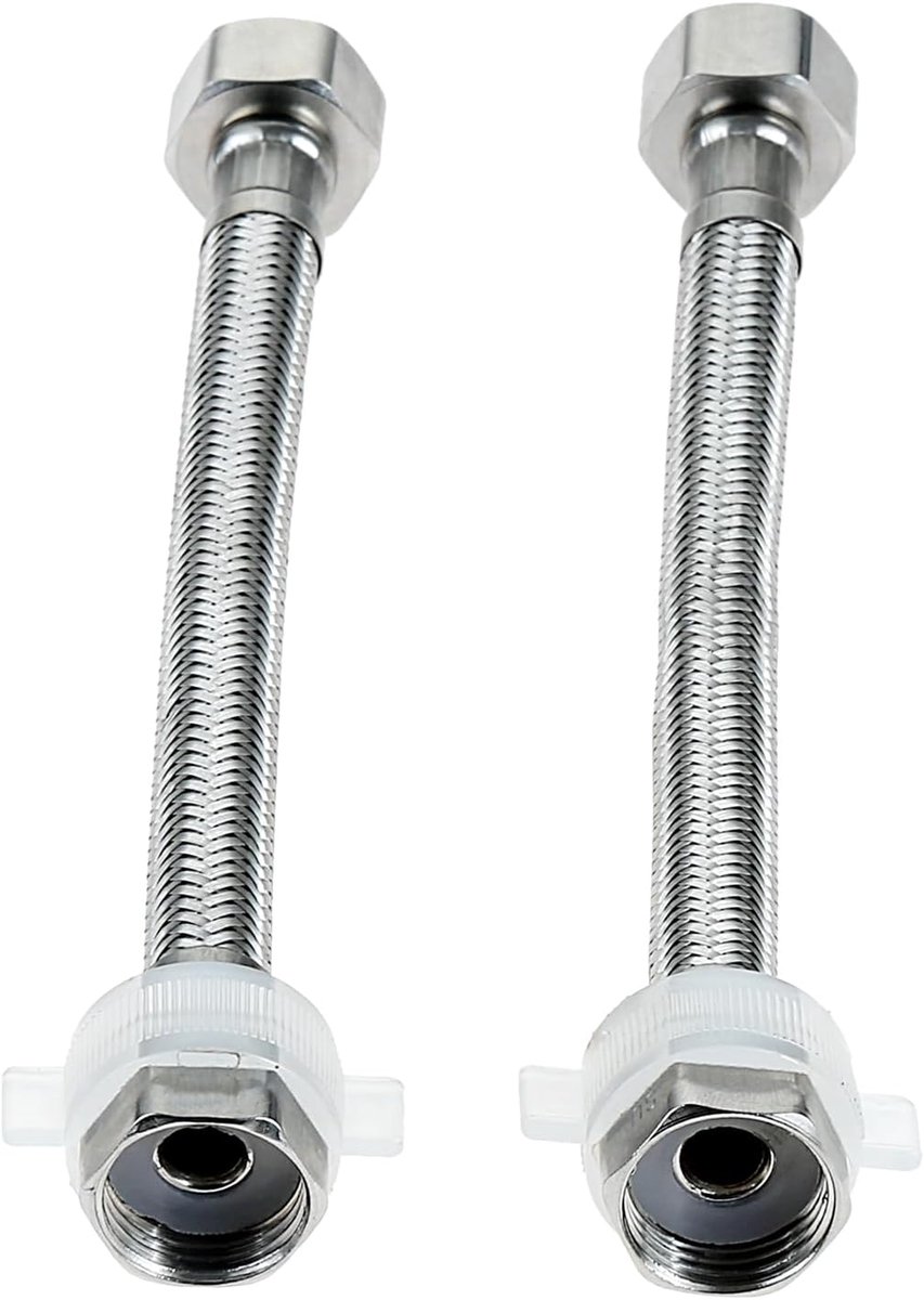 2pcs Flexible Hose Fittings, Stainless Steel Socket G1/2" x G1/2" Reinforced Shower Braid Flexible Hose for Mixer Tap - ShopVlot