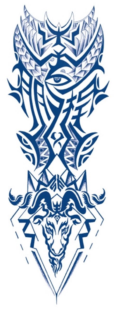 Tijdelijke sleeve tattoo tribal Horned Vision 2 weken