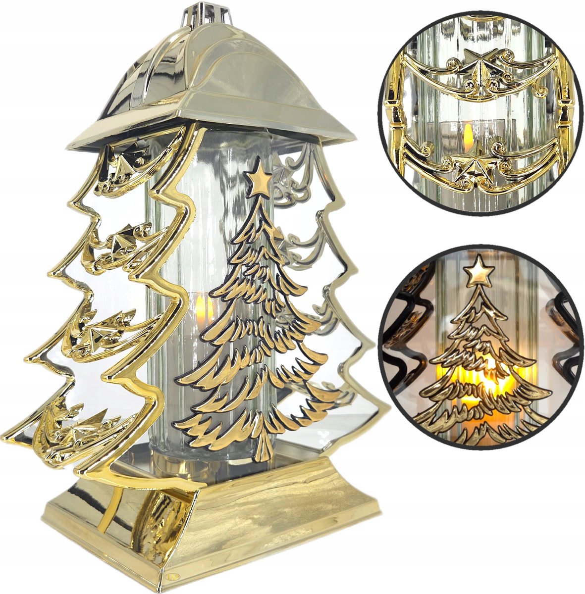 Gouden Glamour Kerst Znicz 34cm - Prachtige decoratie