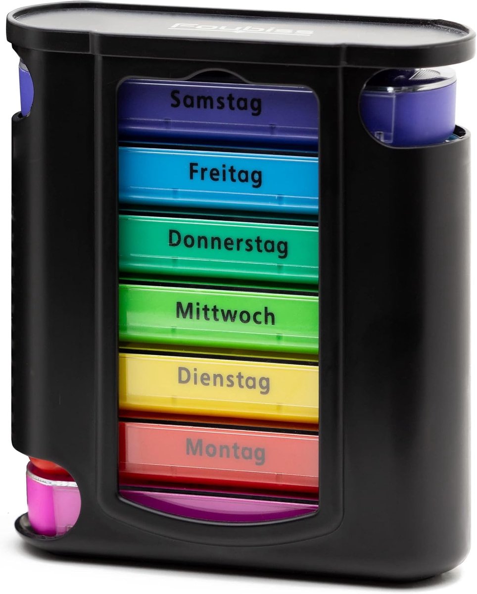 7-Daagse Pillenorganizer voor Medicijnen & Supplementen - BPA-vrij - Klein voor Onderweg - Ochtend/Middag/Avond/Nacht - Meerkleurig - 1 Stuk