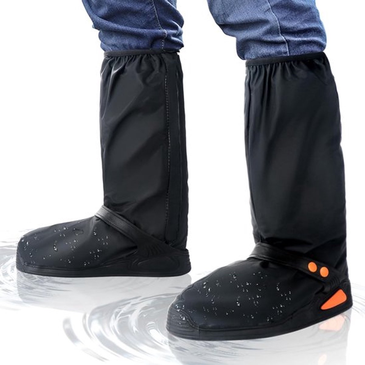 Overschoenen Waterdicht - Regen Overschoenen - Met Ritssluiting, Snap - Waterdichte Schoenbeschermers - Motor Scooter Fiets Schoenhoes - Schoen Regen Hoes - Schoenovertrek - Schoenhoesjes - Anti Slip - S Maat 36-37 - Zwart - Reflecterend - Opvouwbaar