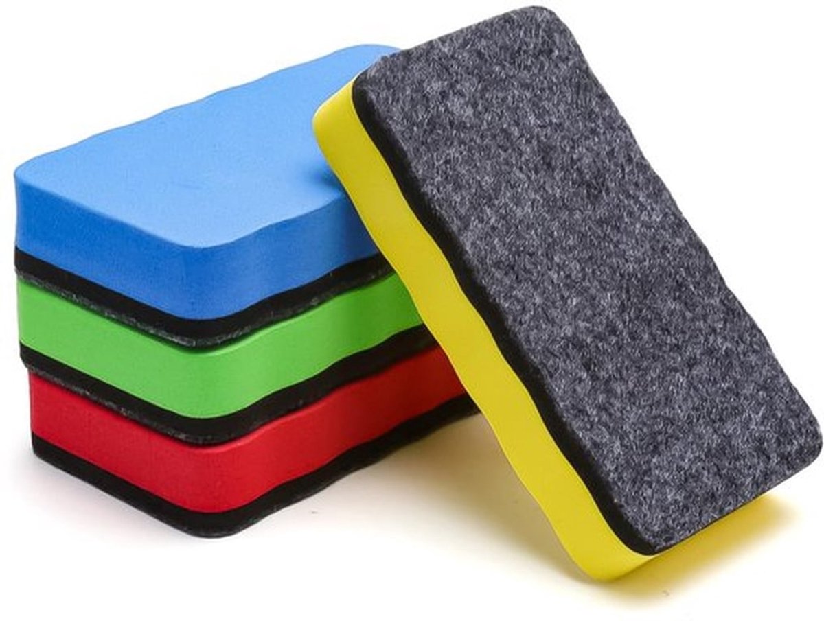 Magnetische Whiteboardspons - Ergonomisch Design - Set van 4 Kleuren