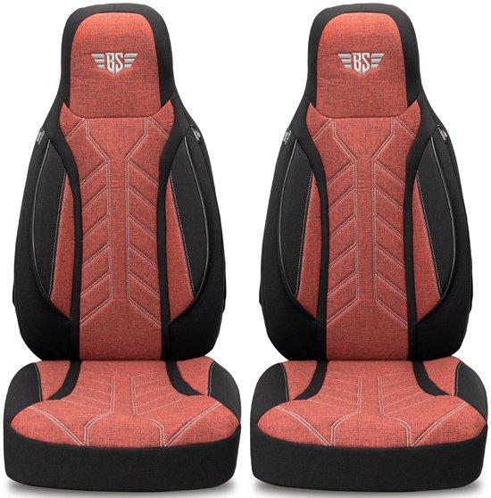 Autostoelhoezen voor Fiat 500 BJ vanaf 2007 – Stoelhoezen voor bestuurder en passagier in Zwart/Rood