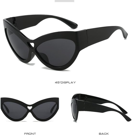 Grote Cat Eye Zonnebril - Dames Heren Bril - Buiten Reizen Strand - Vintage Design Montuur - Lensbreedte 64 mm — afbeelding 4