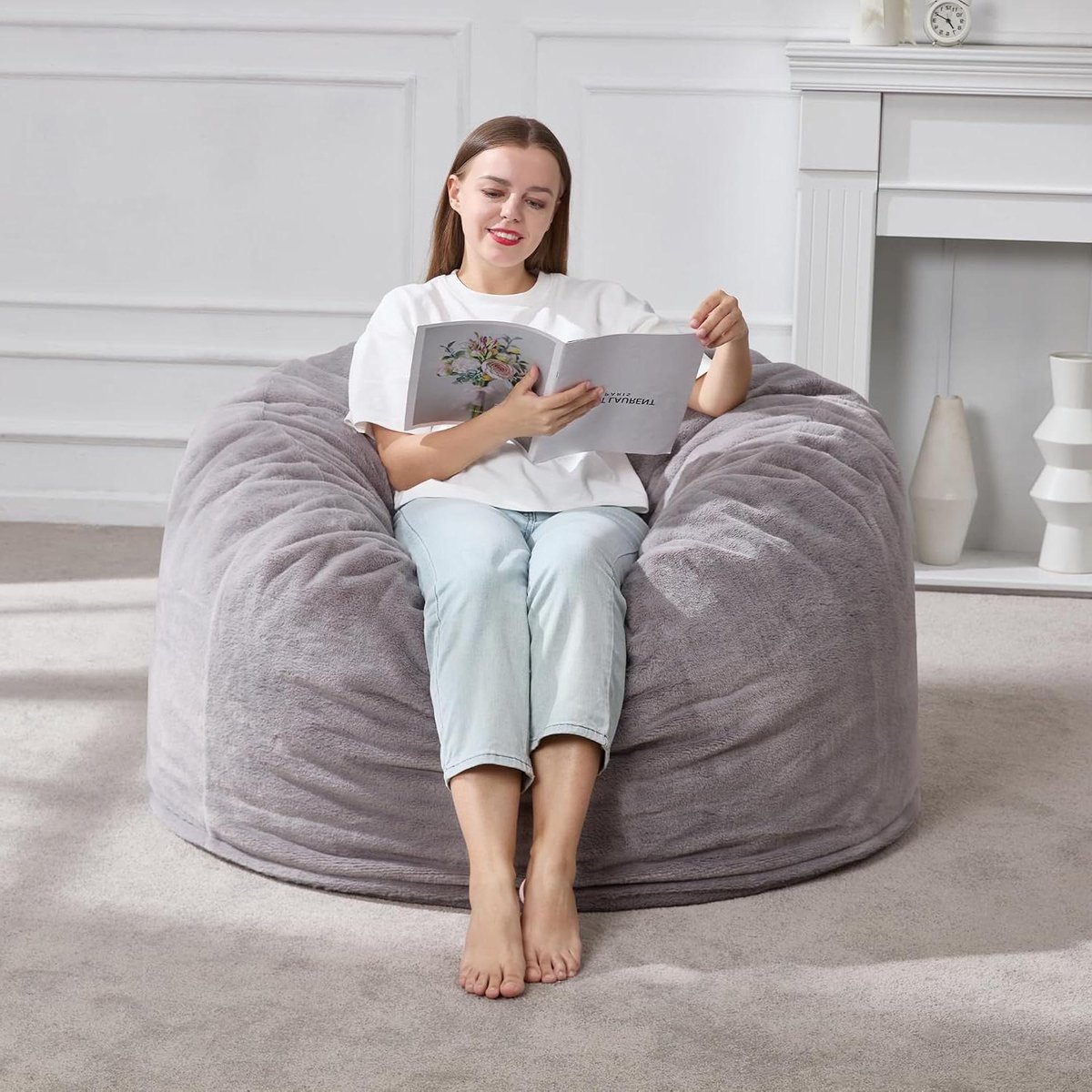 Zitzak Stoel - Bean Bag Stoel - Ontspannen Thuis - Afneembare Wasbare Hoes - 91 x 91 x 56 cm