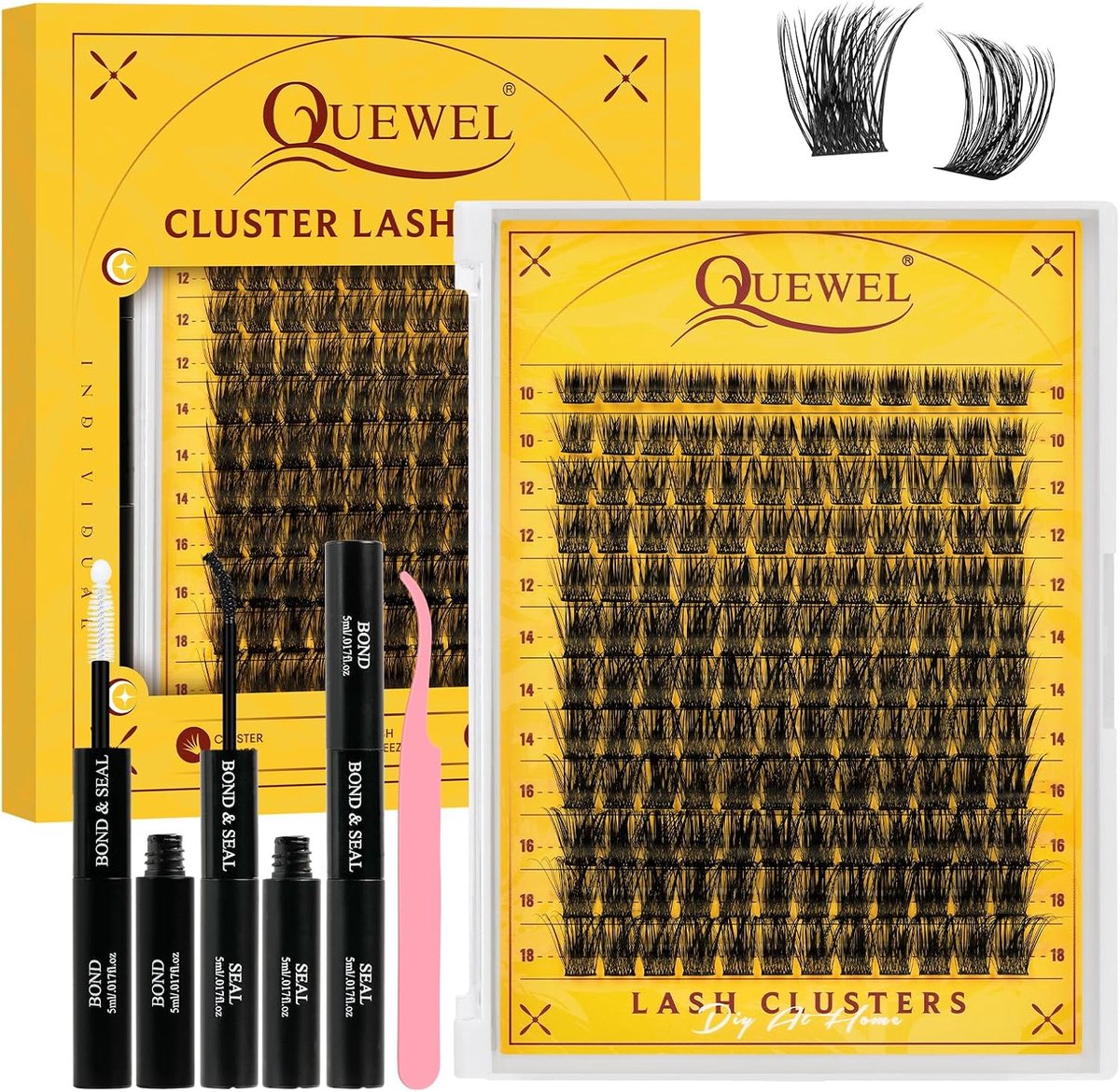 Wimperextensions set gemengd - waterproof wimperclusterlijm en seal - natuurlijke look thuis - inclusief wimperpincet - ShopVlot