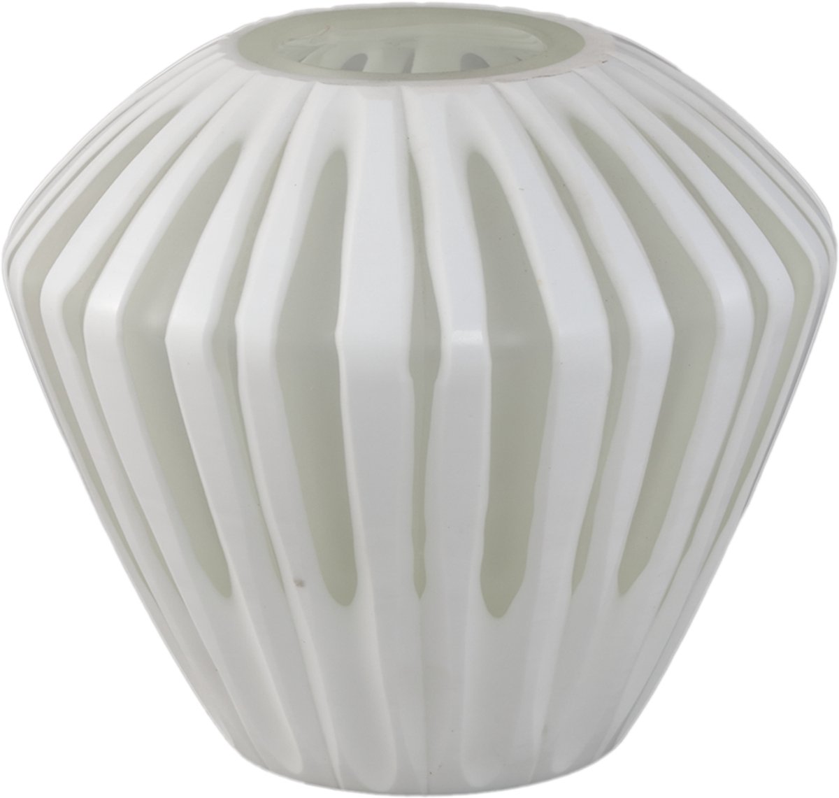 PTMD Ireka White Handcut Solid Glass Angular Round S