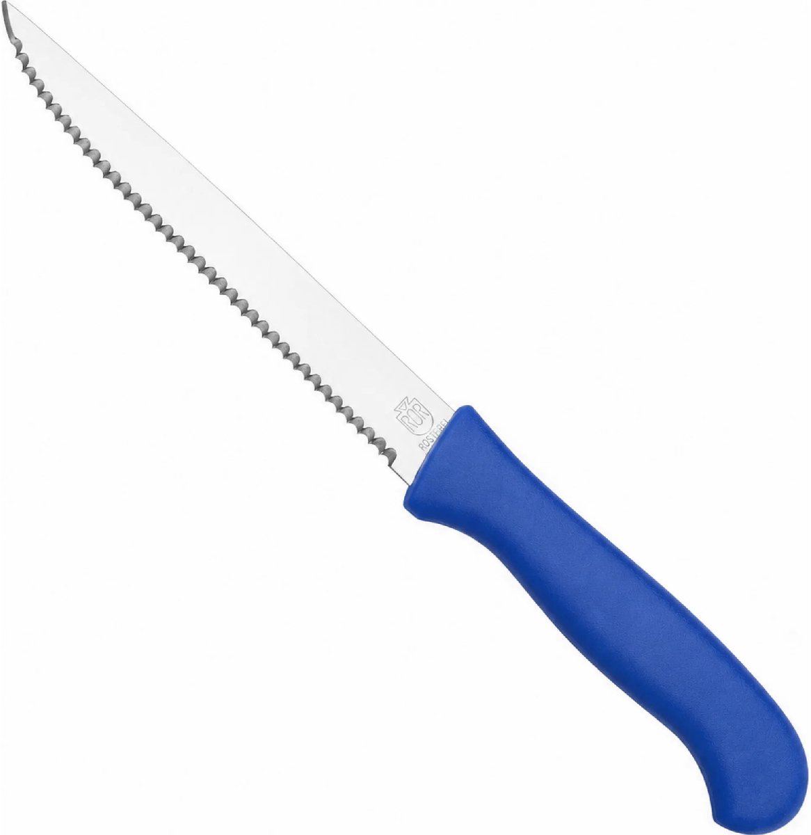 RÖR Solingen Vespermes 13 cm met RVS kartellemmet en blauw handvat