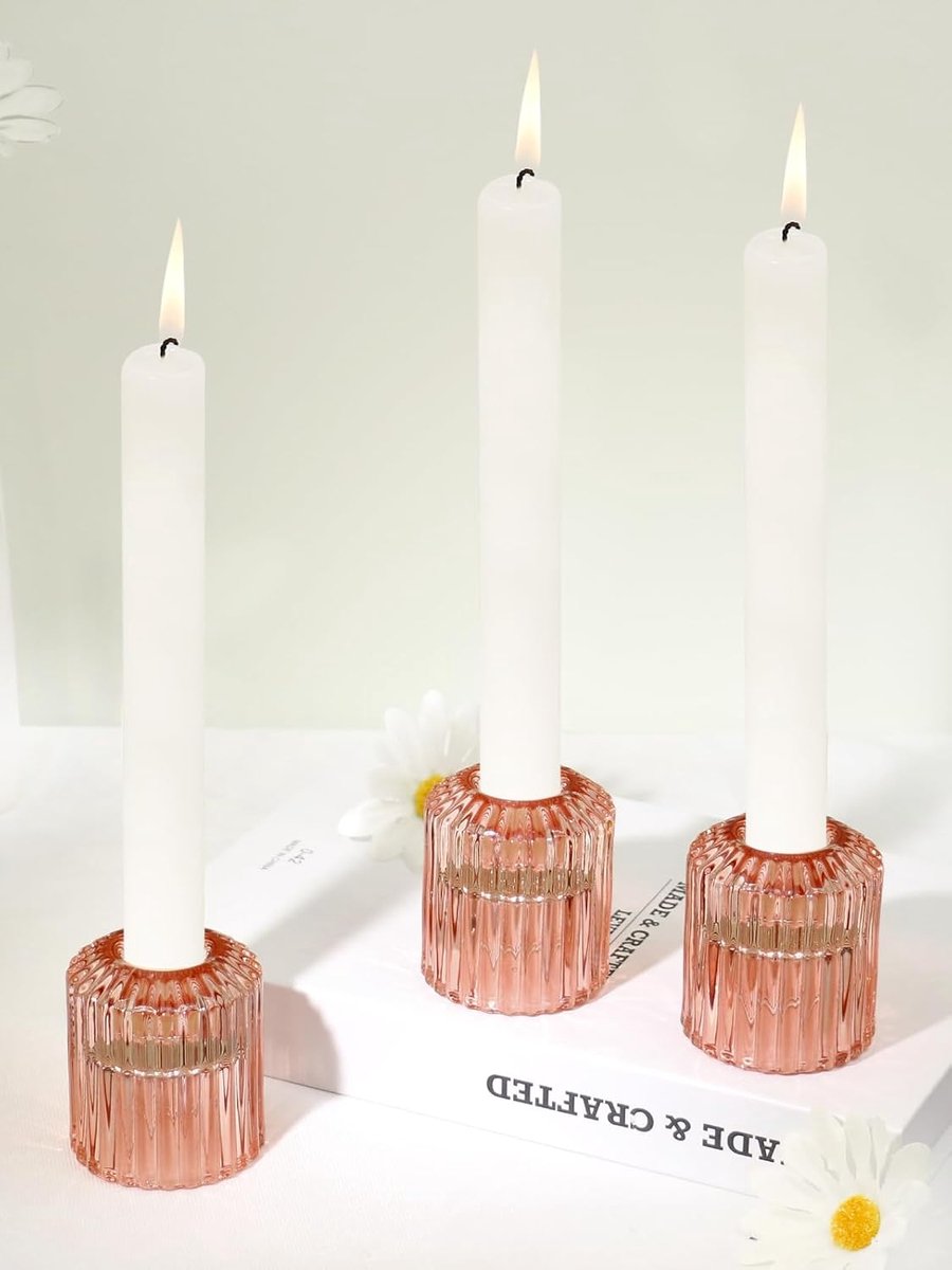 Kaarsenhouders set van 3 - glazen kaarsenhouders - veelzijdig voor taper- en tealight-kaarsen - ShopVlot
