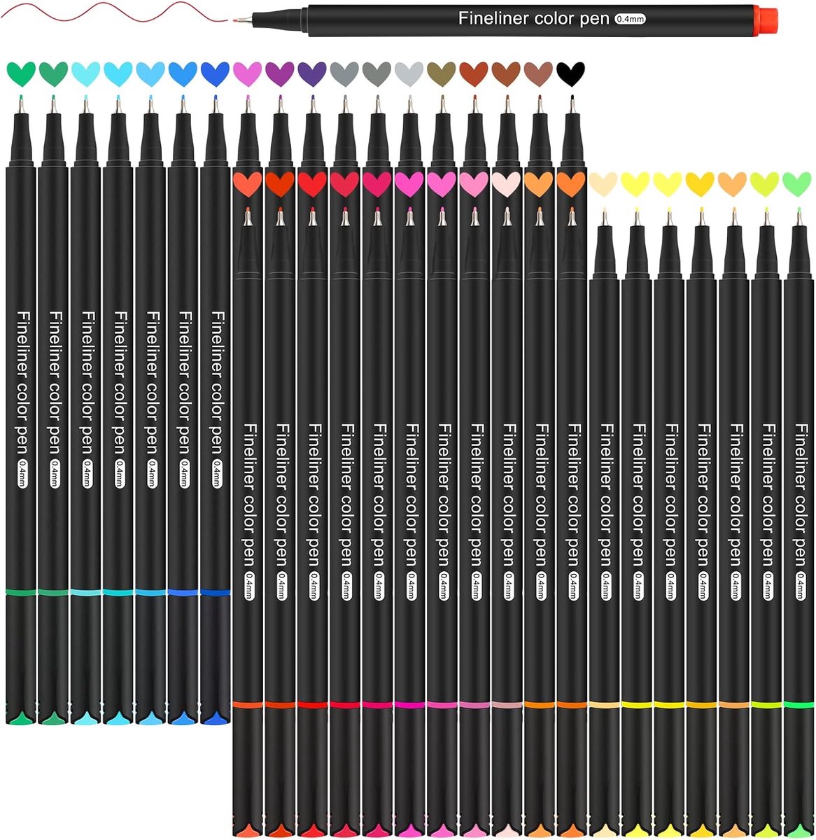 Fineliner pennen 0.4mm - set van 36 kleuren - ideaal voor bullet journals - perfect voor tekenen en notities - ShopVlot