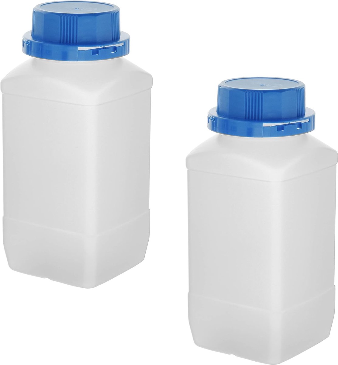 Reagentfles 1000ml - Plastic vierkant - Blauwe antivandaaldop - Veilig voor chemische stoffen - ShopVlot
