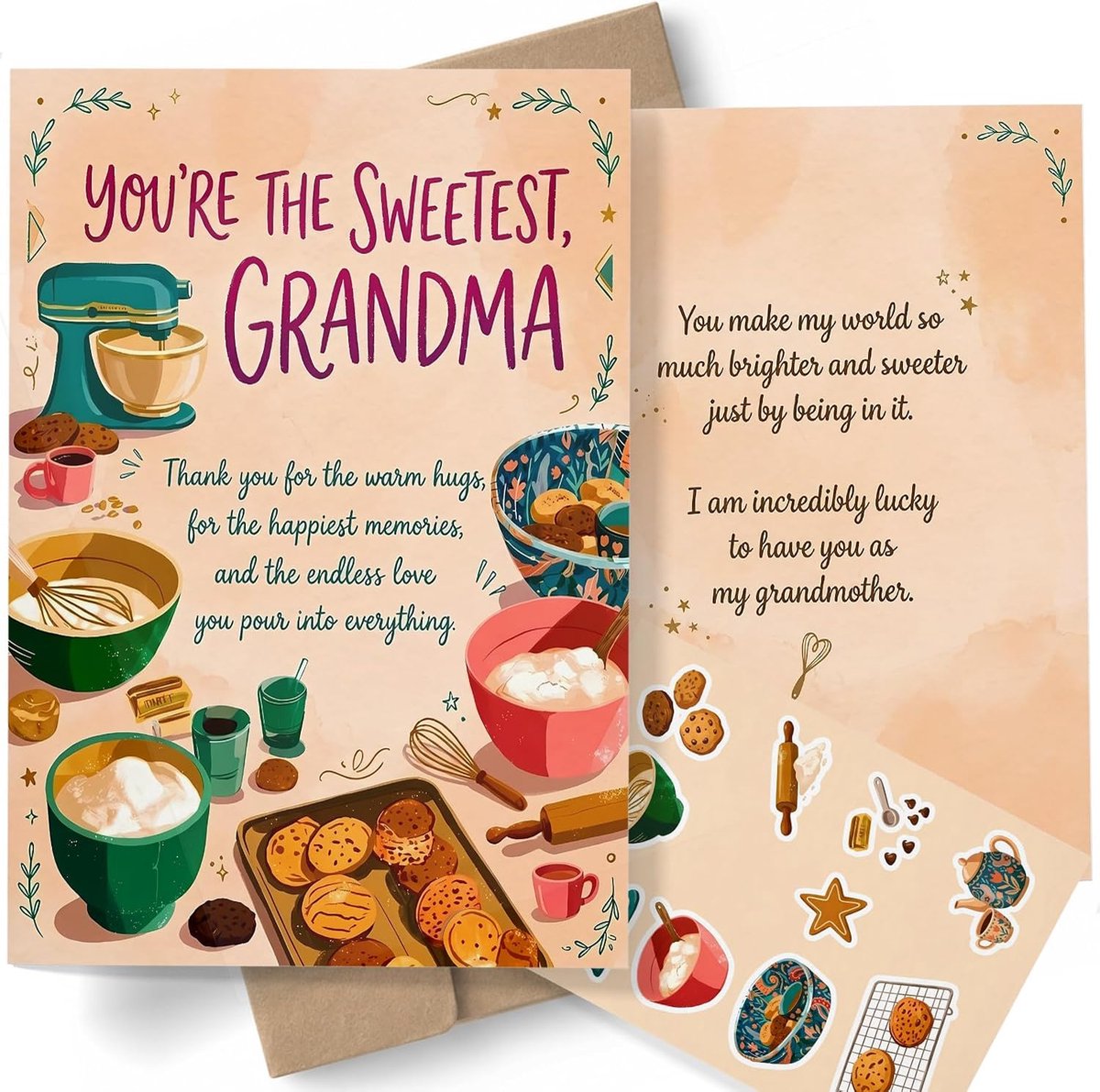 Wenskaart voor oma A5 - Schattig bakthema - Dubbelzijdige print - Persoonlijk en warm - ShopVlot