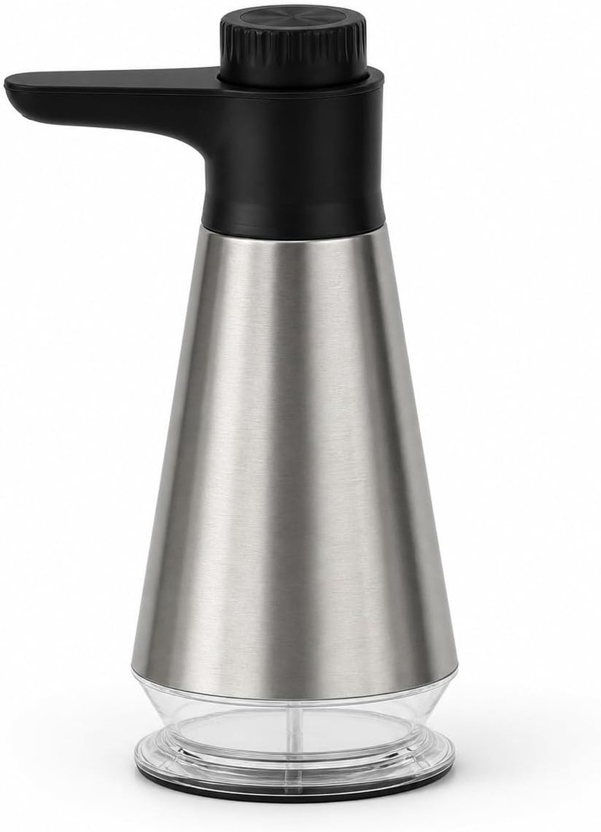 Afwasmiddel dispenser 400ml - metalen zwart - transparante onderzijde - ideaal voor keuken en badkamer - ShopVlot