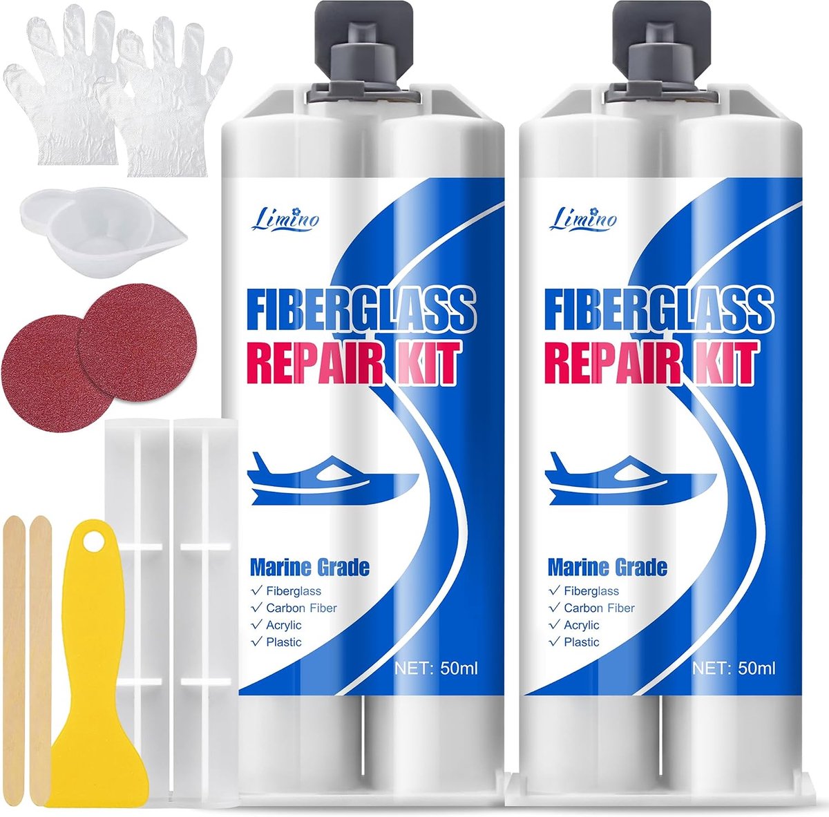 Fiberglas Reparatiekit 100ml - Epoxy Hars - UV- en Waterbestendig - Voor het Repareren van Krassen en Scheuren - ShopVlot