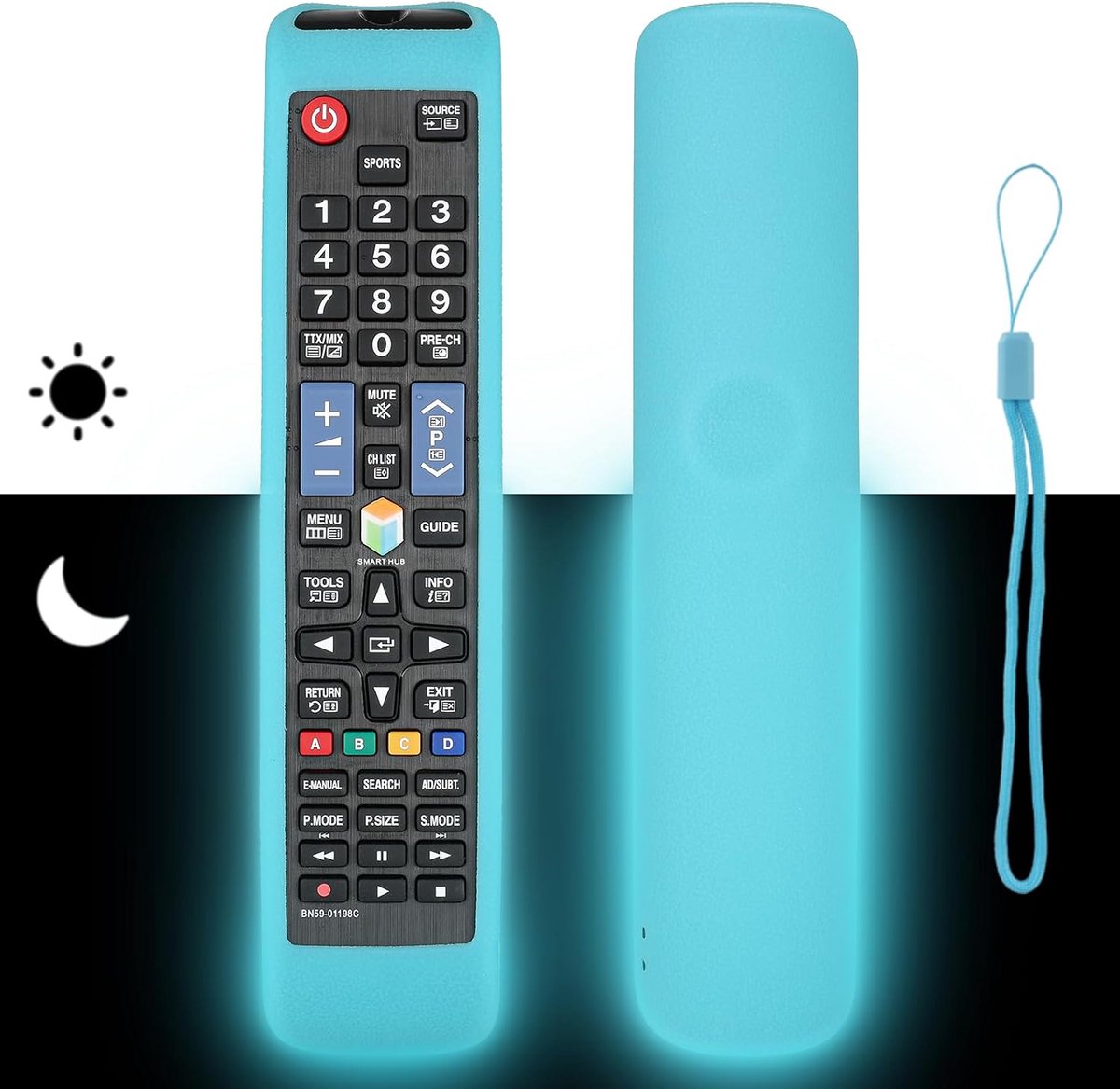 Siliconen hoes voor Samsung TV afstandsbediening - schokbestendig - fluorescerend blauw - extra grip - ShopVlot