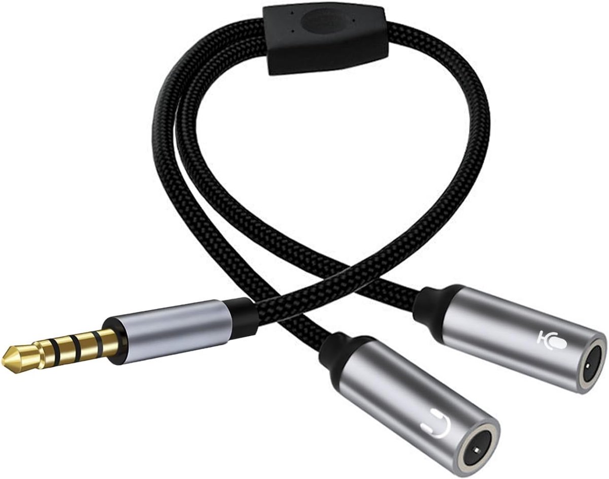 Audio splitter adapter 3.5mm stereo jack - 3.5mm male naar dubbele 3.5mm female - uitstekende geluidskwaliteit - ShopVlot