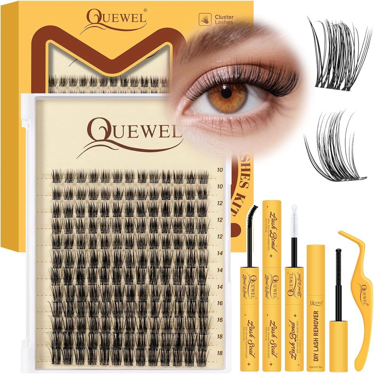 Wimperextensions mix 10 - 16 mm - zachte en lichte clusters - perfect voor beginners - DIY wimperextensions thuis - ShopVlot