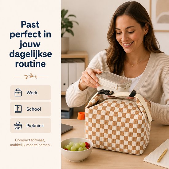 Bobypet - Koeltas - Kleine Corduroy Lunchtas met Verstelbaar Handvat - Geïsoleerde Lunchbag voor Werk, School en Picknick - Geel van Bobypet — afbeelding 4