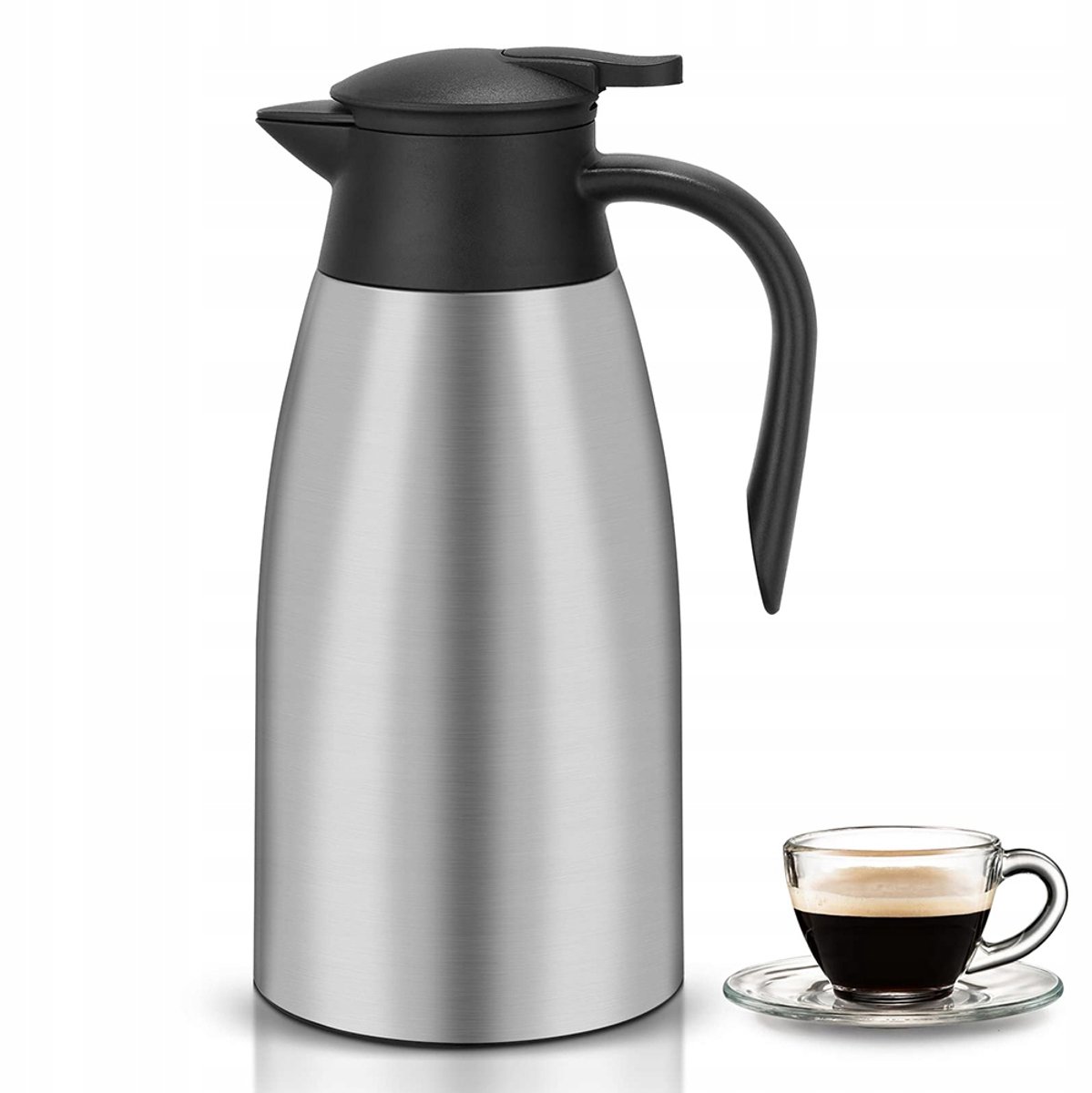 RVS Thermoskan 2L Zilver - Houd Dranken Lang Warm of Koud