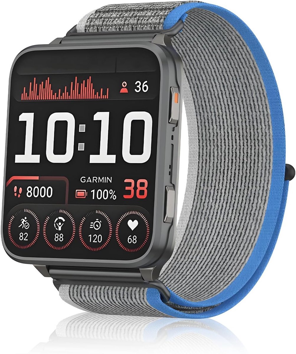 Horlogeband 24mm - Geweven nylon - Sportief design - Geschikt voor Garmin Venu X1 en Ticwatch Atlas - SnelShoppen