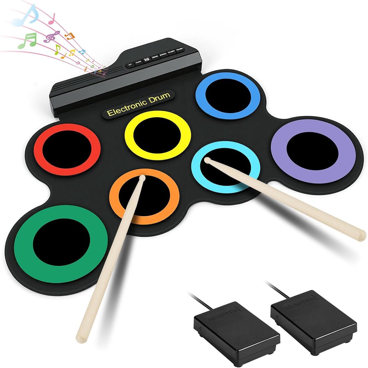 Elektronische Drumkit Roll Up - 7 Drum Pads - Opvouwbaar - Ideaal voor Beginners en Kinderen - SnelShoppen