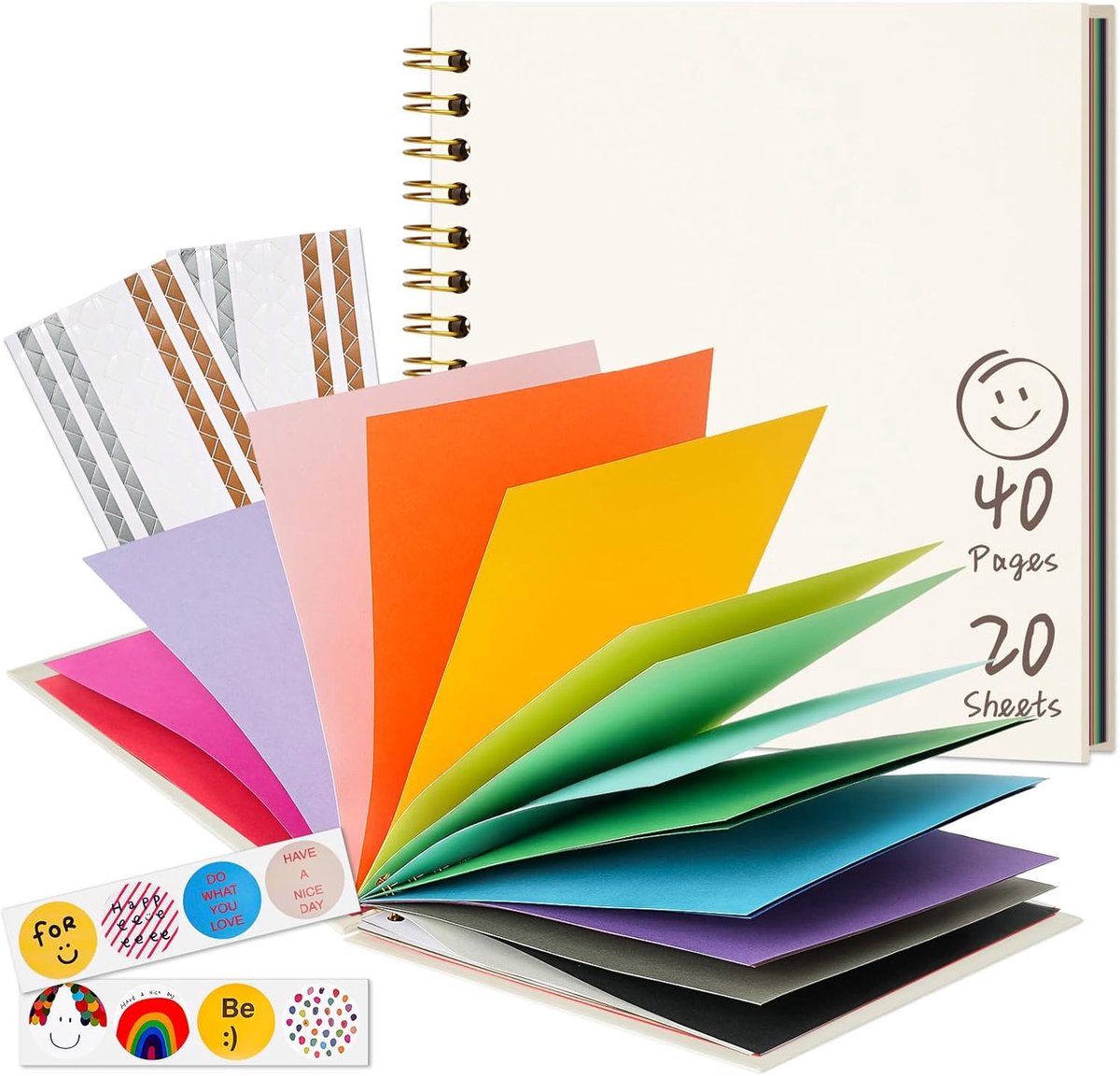 DIY scrapbook voor kinderen 20,5 x 20,5 cm - 40 kleurrijke pagina's - creatief fotoboek - SnelShoppen