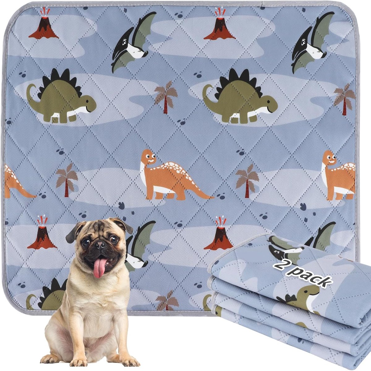 SnelShoppen - Wasbare Puppy Plas Pads 90x60cm - 2 Stuks Herbruikbare Lekvrije Training Pads - Waterdicht en Super Absorberend - Grijs