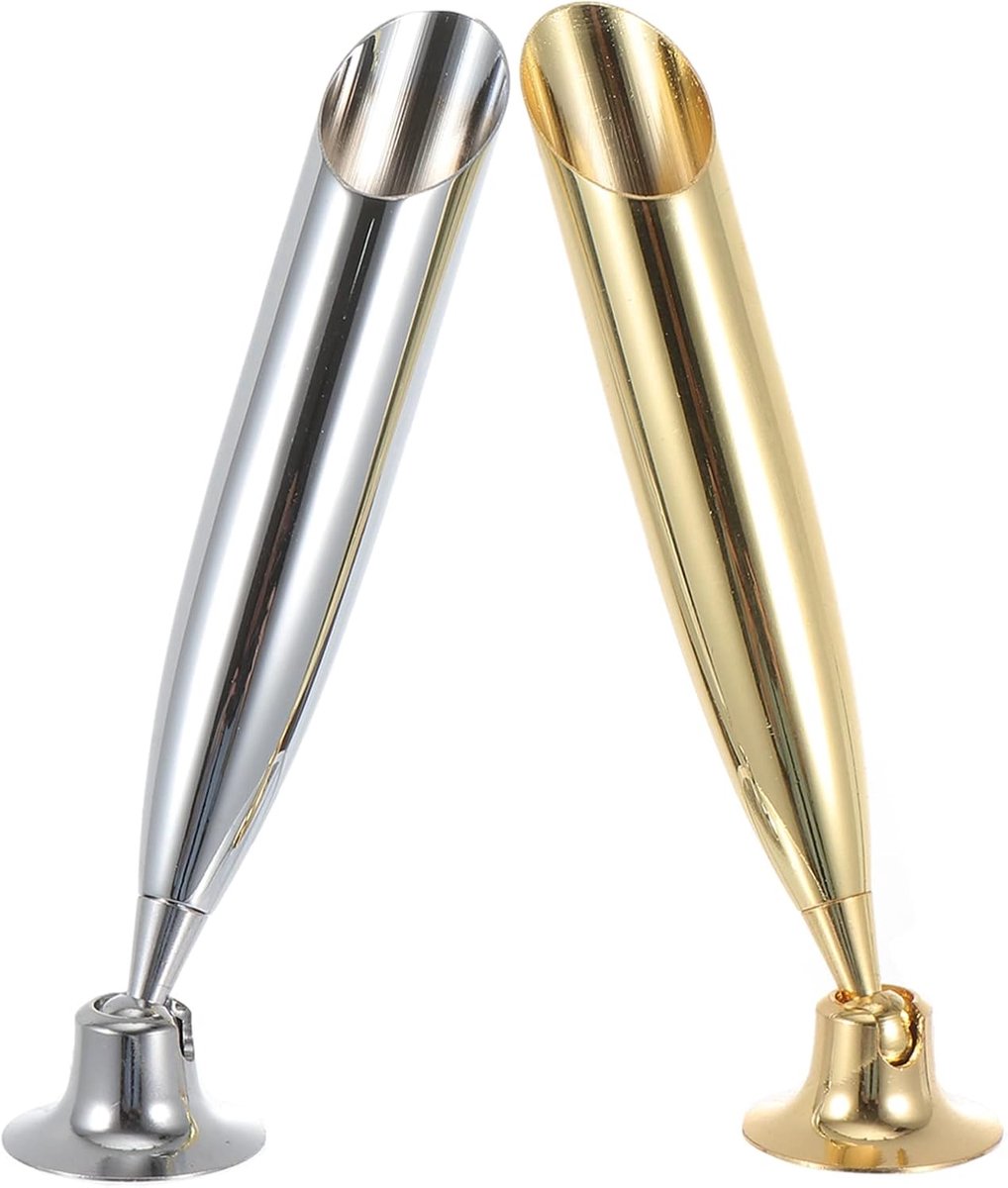 Pennenhouder 2pcs - Gepolijst metaal - Gouden kleur - Decoratieve bureauaccessoire - SnelShoppen