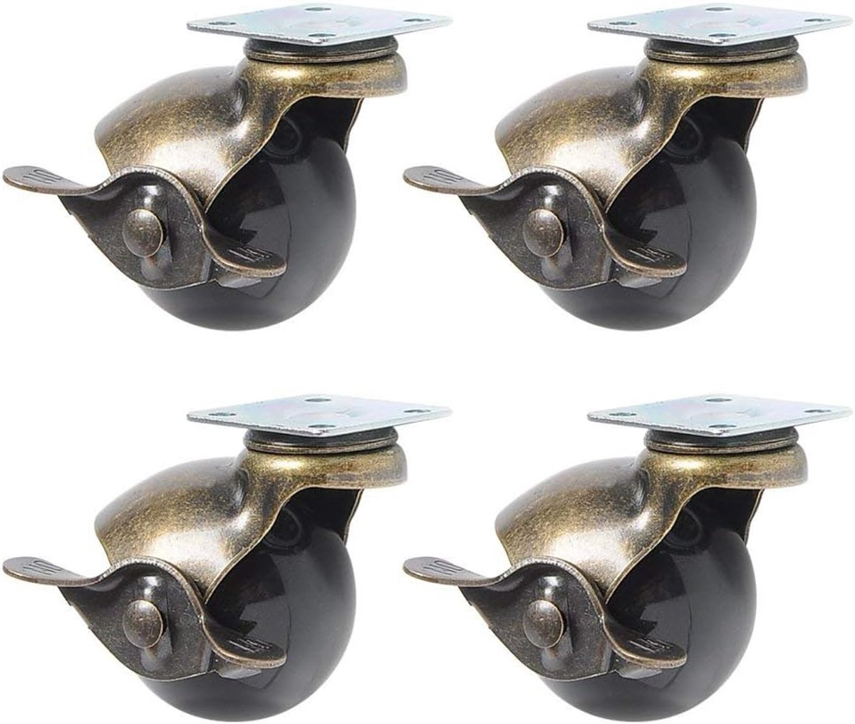 Meubelpoot wielen 50 mm - met rem - 360 graden draaibaar - ideaal voor meubels - SnelShoppen