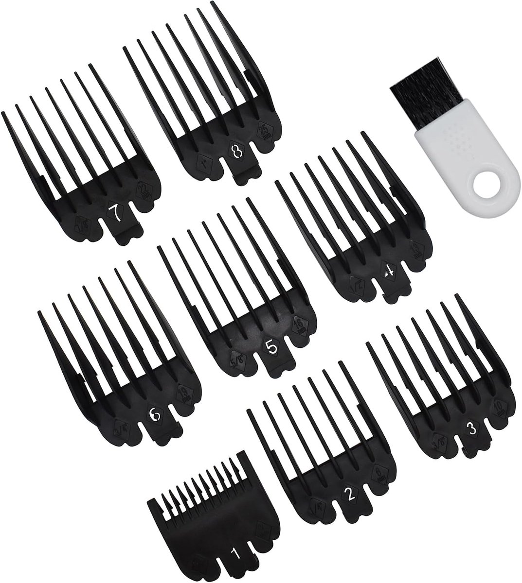 Haartrimmer opzetkam set - 8 zwarte nylon kammen - diverse lengtes - ideaal voor precisie knipwerk - SnelShoppen